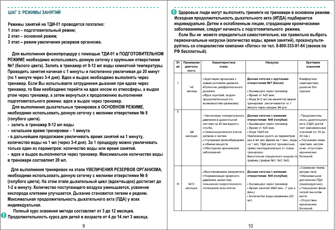 Инструкция по применению тренажеров